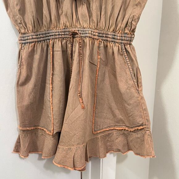 FREE PEOPLE FP One Naya Chambray Romper - Peach - Picture 7 of 14